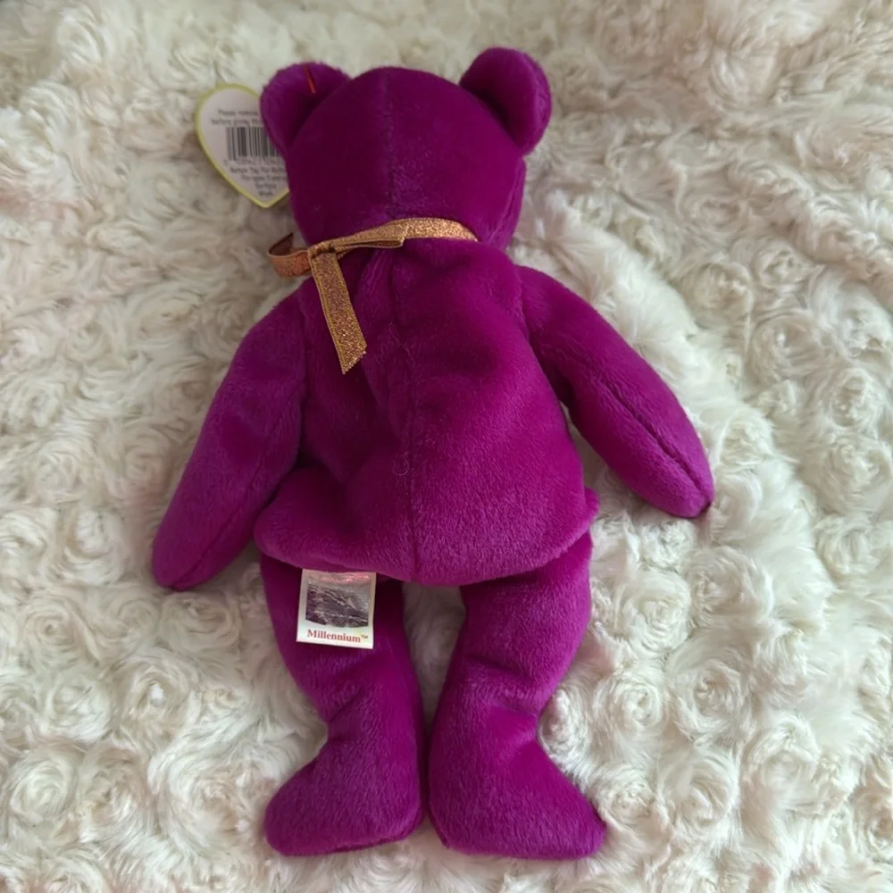 2000 Millennium TY‎ Bear Magenta Limited Edition Beanie Baby